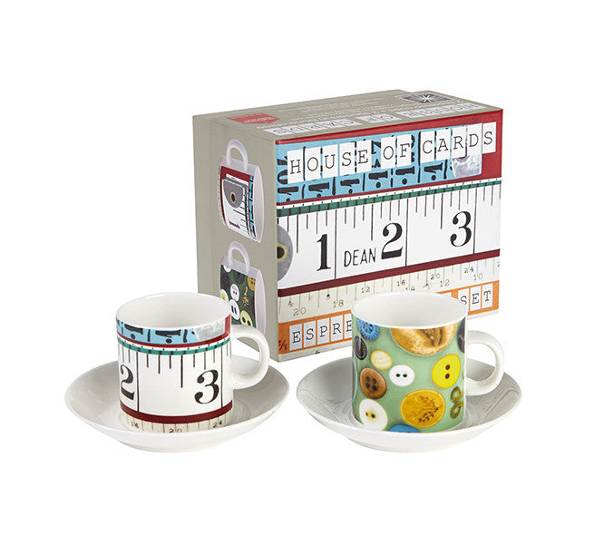 Eames 2 Cup Espresso Gift Set Buttons and Tape Measures